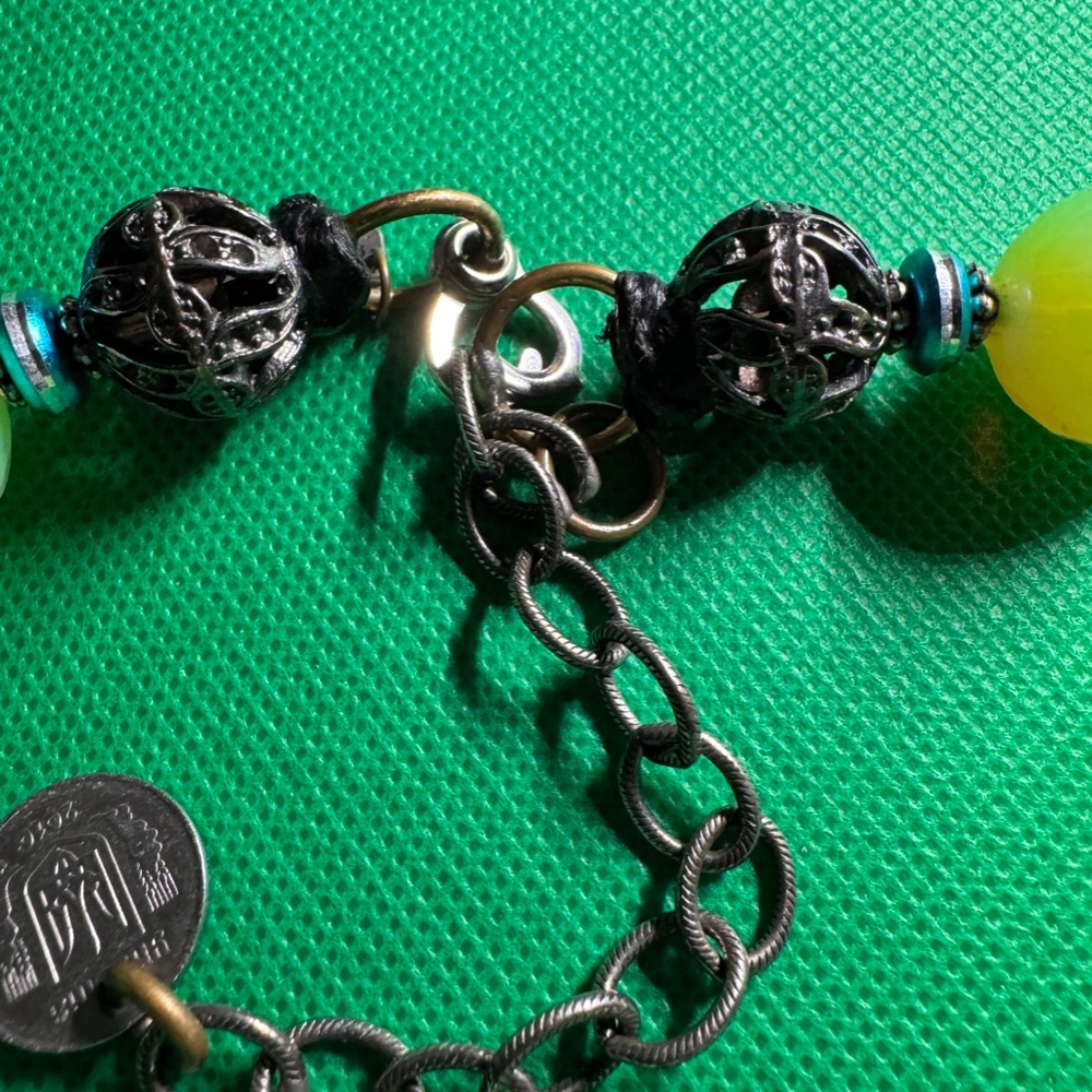 Vintage jadeite Heavy Beaded Designer Masha Archer Necklace Signed - Picture 8 of 8